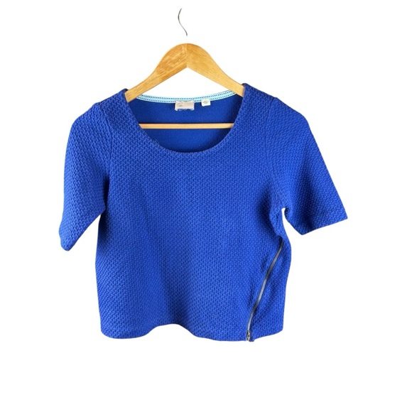 EUC Postmark by Anthropologie Blue textured Crop Fitted Style Sz Small - Picture 1 of 5